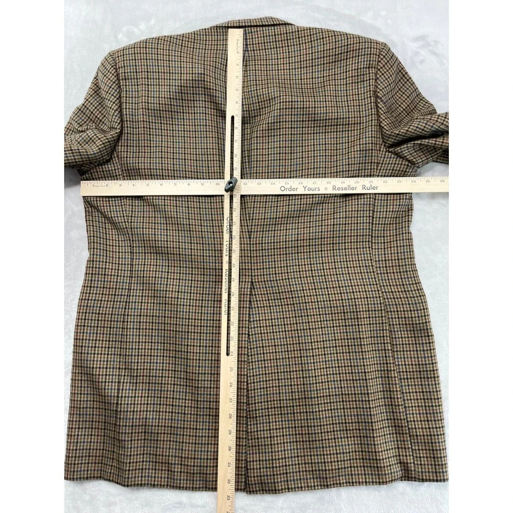 Chester Barrie Blazer Mens 46L Brown Cashmere Glen Plaid Sport Coat England